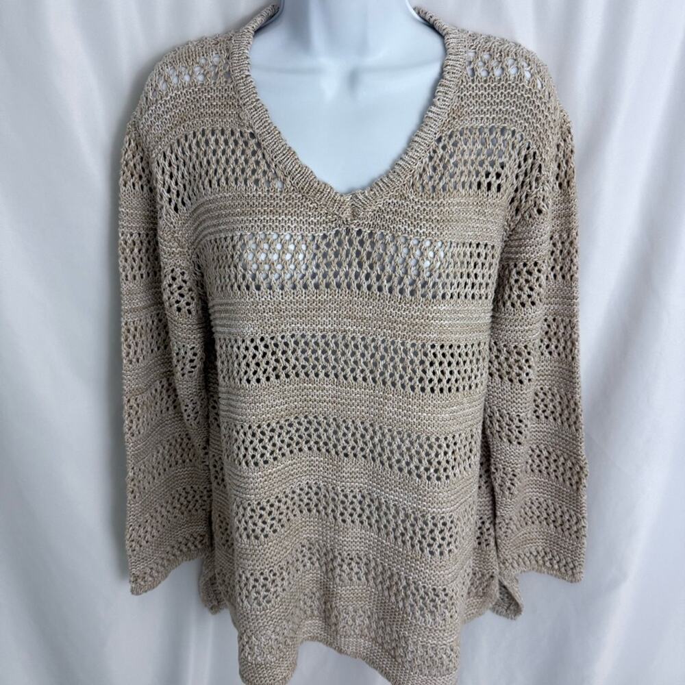 Norm Thompson Tan Knit Sweater Size X-Large